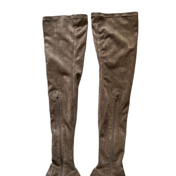 JEFFREY CAMPBELL Perouze Brown Over The Knee Vegan Suede Leather Heeled Boots - Picture 8 of 11